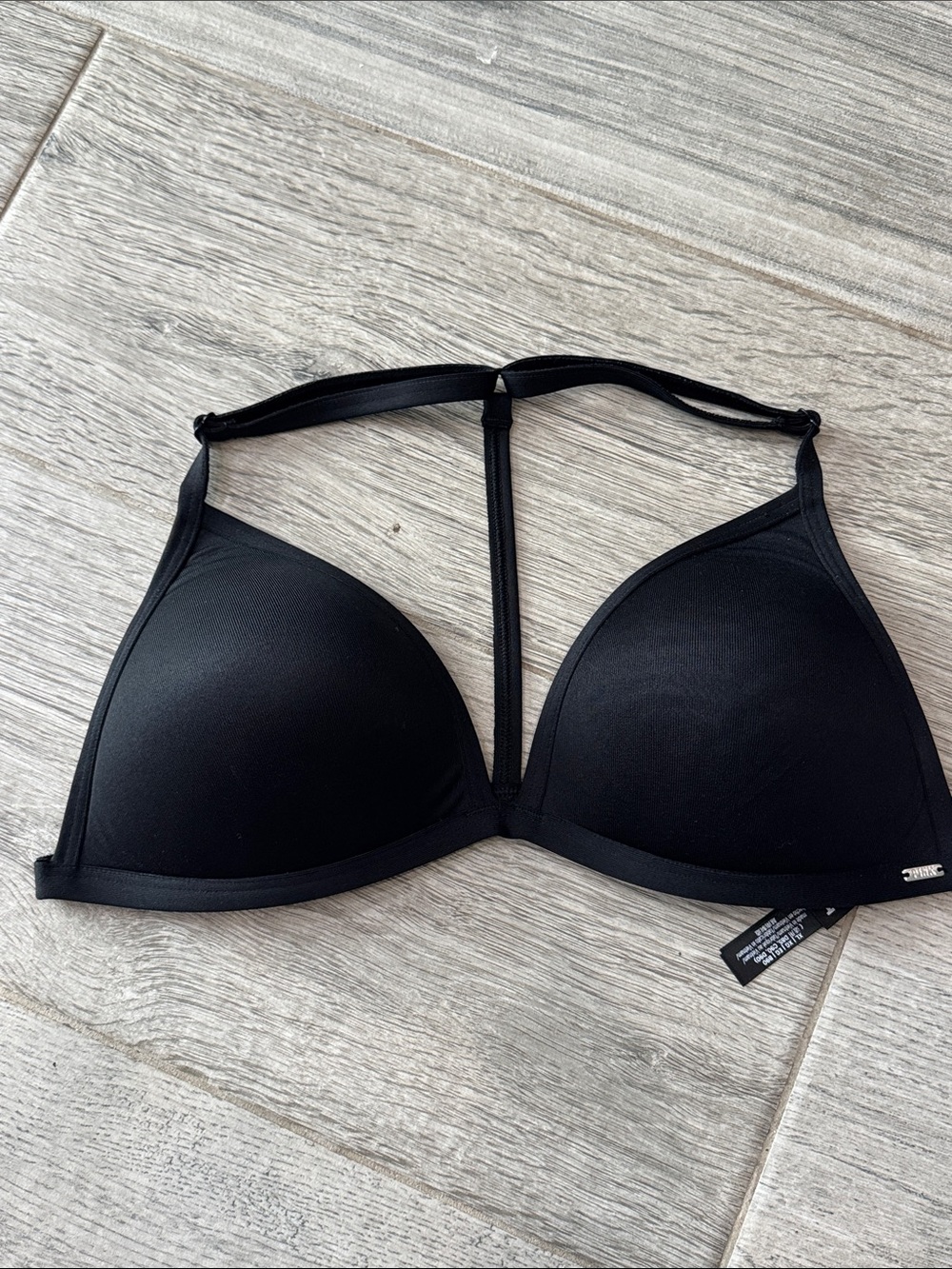 PINK SPORT Victoria's Secret Black T‑Back Padded Bra